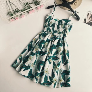 Váy Hoa Hai Dây Buộc Nơ ( có ảnh thật khách fb)