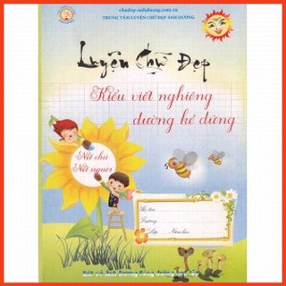 Vở mẫu chữ nghiêng trên đường kẻ đứng.