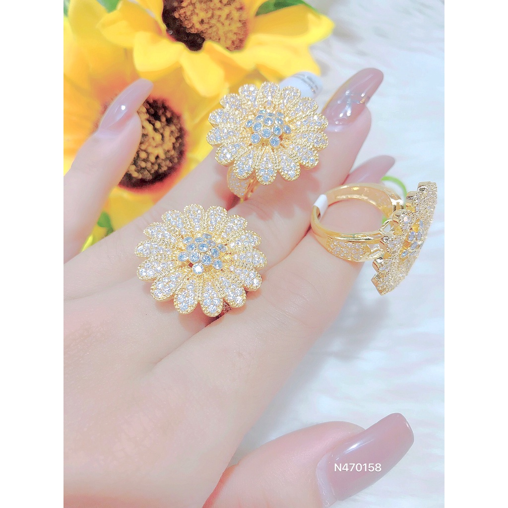 Nhẫn hoa hồng nữ UHA mạ vàng 18k đính đá CZ N470158 - Trang Sức UHA