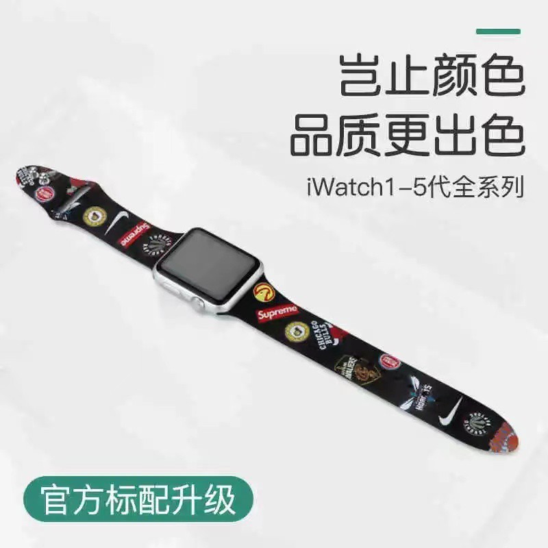 Dây Đeo Đồng Hồ Apple Watch 1 / 2 Bằng Silicone Họa Tiết Hoa