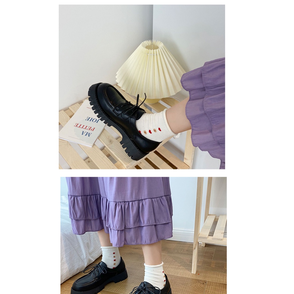 Small Leather Shoes Female British College Wind With Skirt 2021 Spring New Thick Bottom Pine Cake Shoes Japanese Retro J