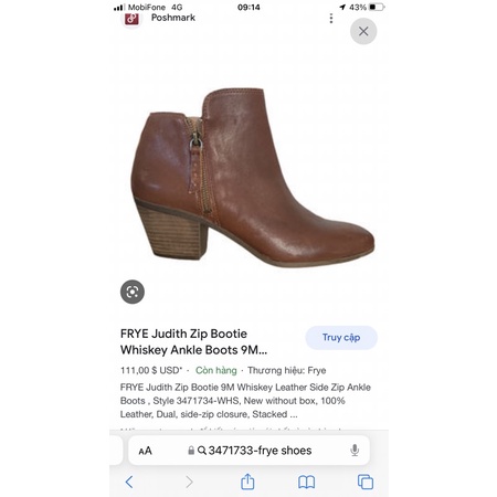 Bốt da chính hãng,cao 6cm, fullbox