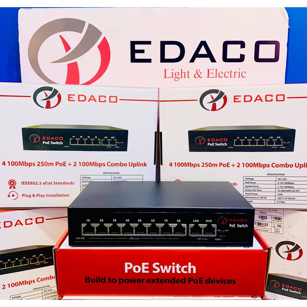 Bộ chia mạng Swith POE EDACO 8 port