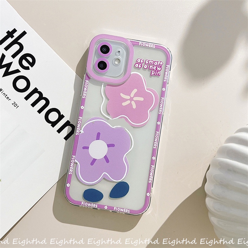 Ốp Điện Thoại Silicon Mềm Chống Sốc Họa Tiết Hoa Tím Cho iPhone 13 12 11 Pro Max X XR Xs Max 6 7 8 Plus SE 2020