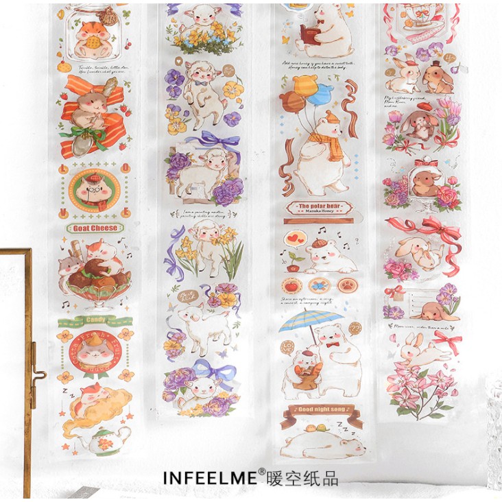 Washi Sticker Trang Trại Động Vật trang trí tranh vẽ, số tay, bulletjournal