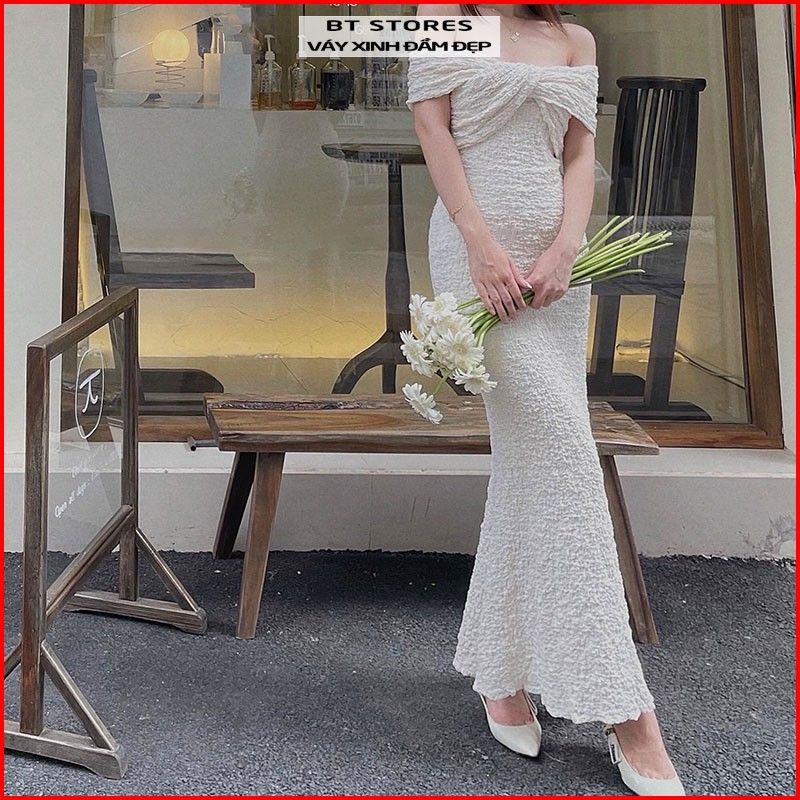 Đầm body đuôi cá trễ vai chất xốp