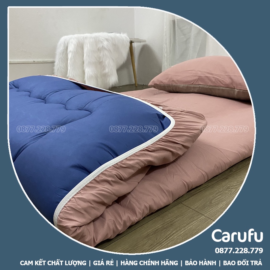Ga nệm topper 1m8 x 2m Cotton Tici bo chun Mát lạnh giặt máy thoải mái | Carufu