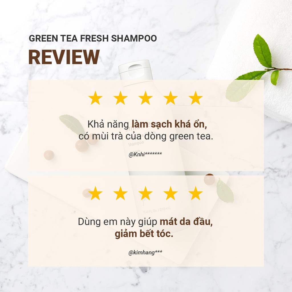 [Mã COSIF05 giảm 10% đơn 400K] Dầu gội trà xanh innisfree Green Tea Fresh Shampoo hạn chế bết tóc 310ml