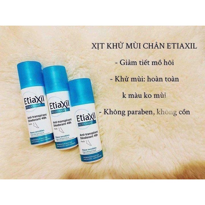 Khử Mùi Chân Giảm Mồ Hôi Dạng Xịt Etiaxil Déodorant Anti-Transpirant 48h Pieds 100ml