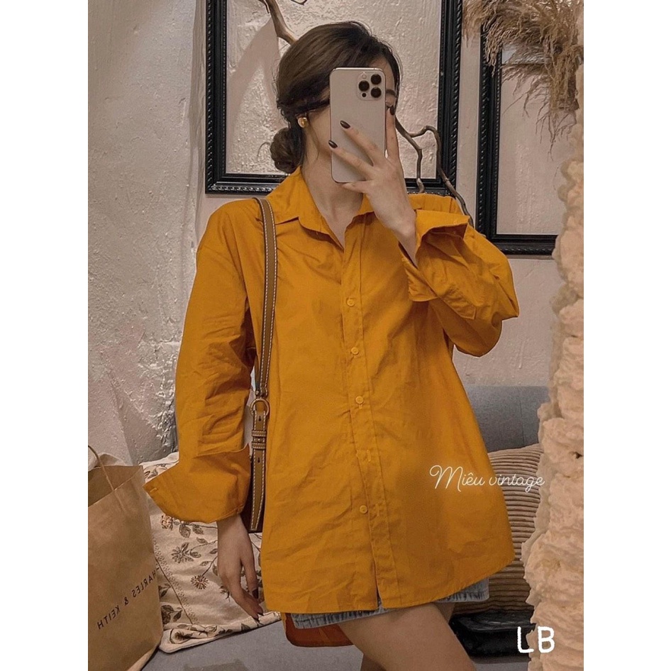 Áo sơ mi thô nến màu xanh - cam hottrend