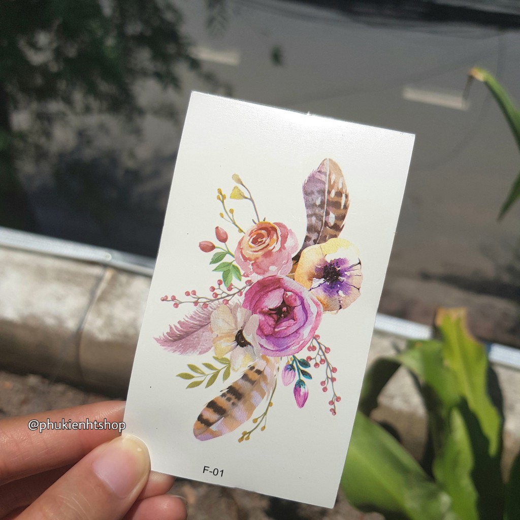 [DEAL] Hình xăm hoa pastel f01.Xăm dán tatoo mini tạm thời, size &lt;10x6cm