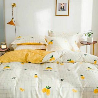 bộ chăn ga poly nhập khẩu chanh vàng