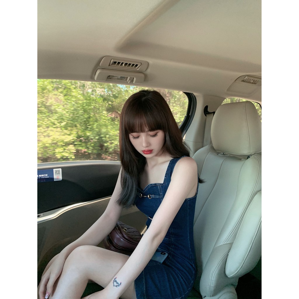 Đầm jeans 2 dây ôm ngắn ulzzang