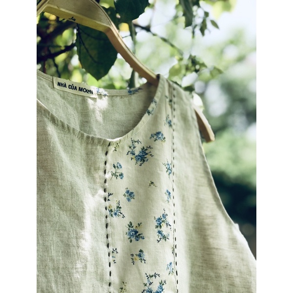 Áo sát nách Linen Tưng phối bông- Nhà của Moon