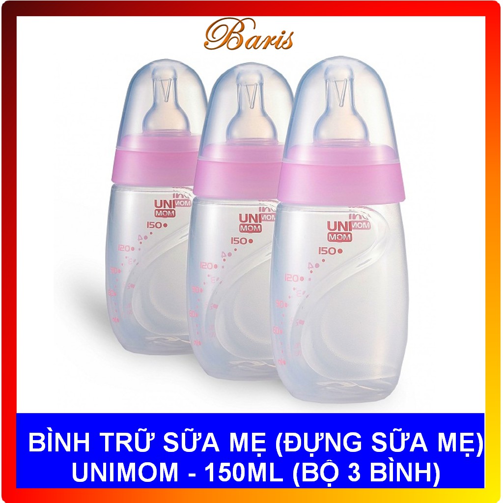 BÌNH TRỮ SỮA MẸ (ĐỰNG SỮA MẸ) UNIMOM - 150ML (BỘ 3 BÌNH)