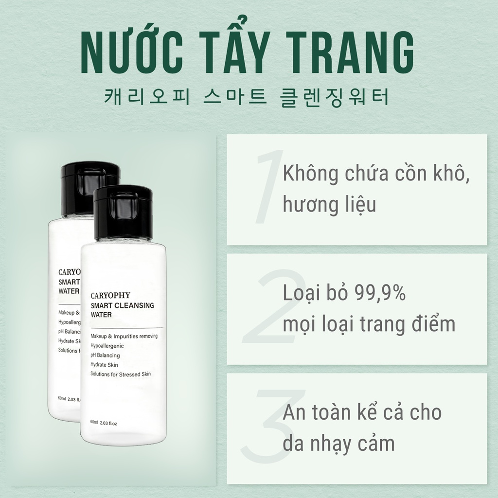 Nước tẩy trang cho da dầu mụn Caryophy smart cleansing water 60ml