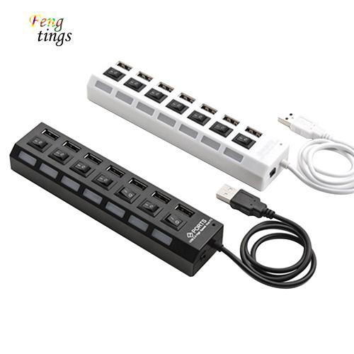 ✌ FT ✌ 7-Port USB 2.0 HUB Splitter High Speed Adapter ON/OFF Switch for Laptop PC