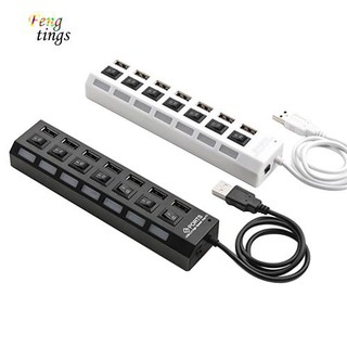 ✌ FT ✌ 7-Port USB 2.0 HUB Splitter High Speed Adapter ON/OFF Switch for Laptop PC