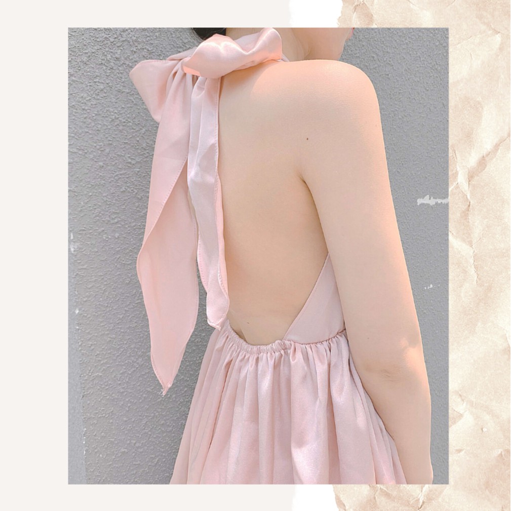 𝑨𝒅𝒐𝒓𝒆 𝑫𝒓𝒆𝒔𝒔 (Đầm satin hồng cột nơ cổ hở lưng quyến rũ) | BigBuy360 - bigbuy360.vn