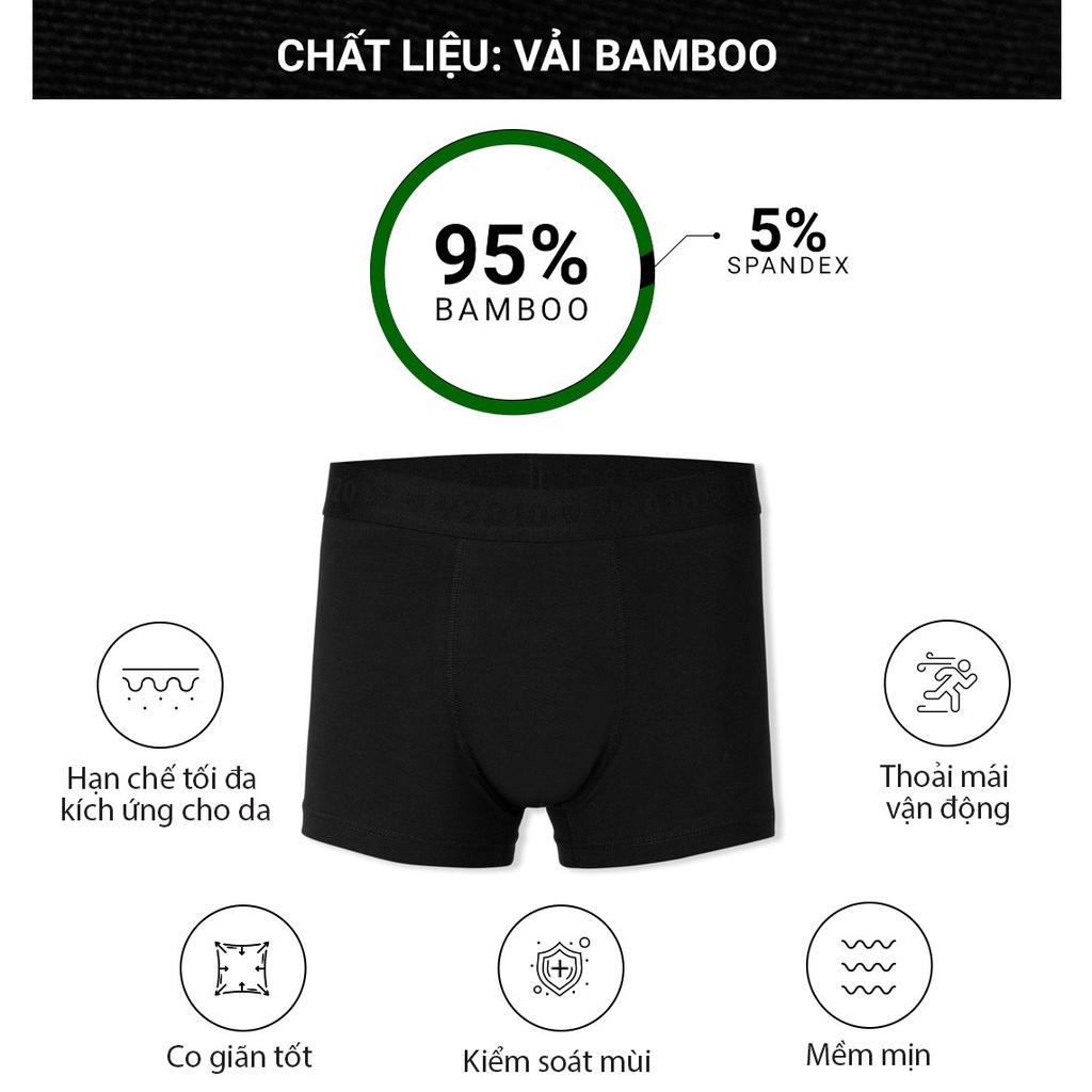 [Mã FATREND2810 giảm đến 30k tối đa 99k] Combo 3 Quần Lót Nam Boxer Dáng Trunk Bamboo Kháng Khuẩn Y2010 M3 20791 |YaMe|