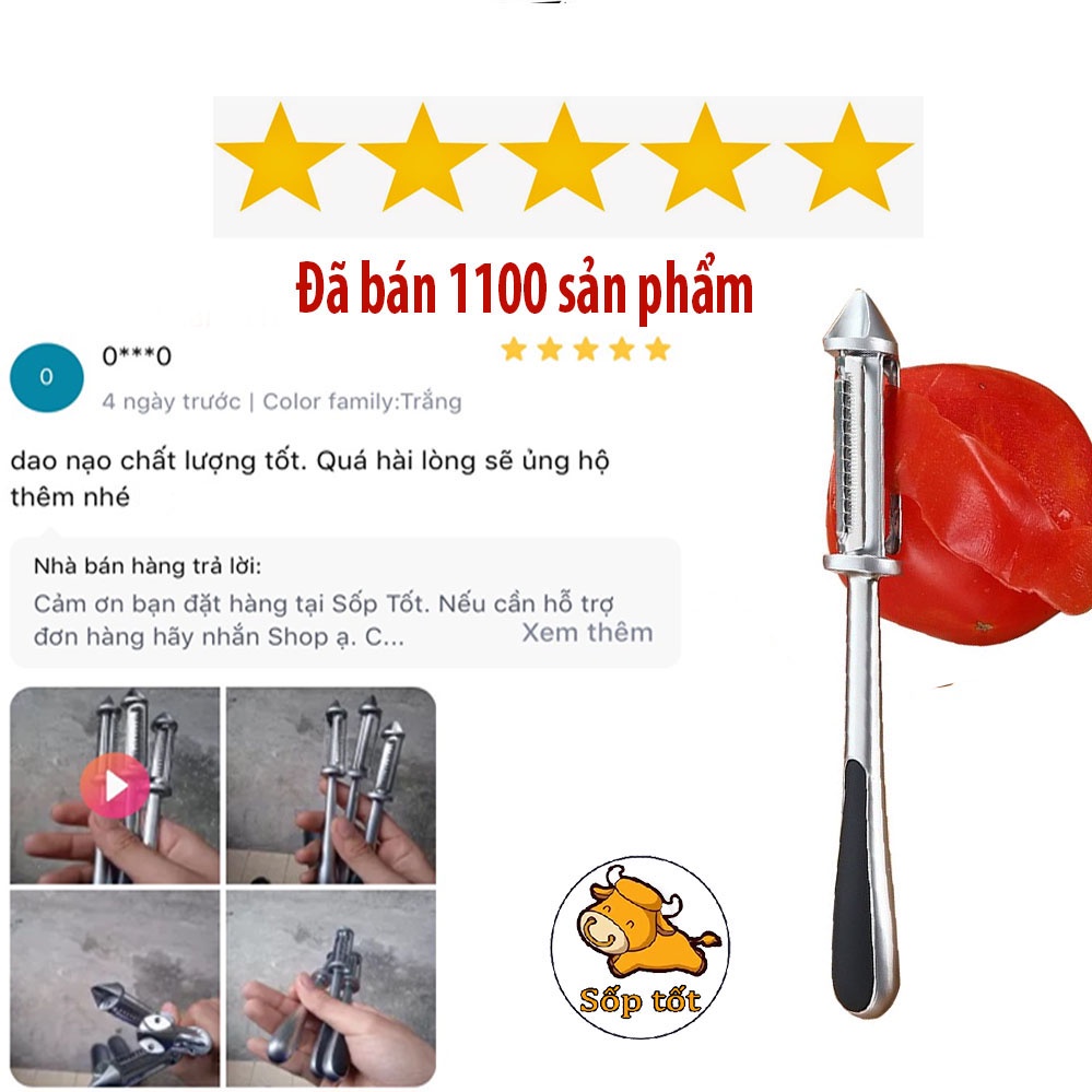 Dao gọt hoa quả rau củ đa năng inox 4 in 1 - Nạo vỏ và khoét lỗ khoai tây GD08