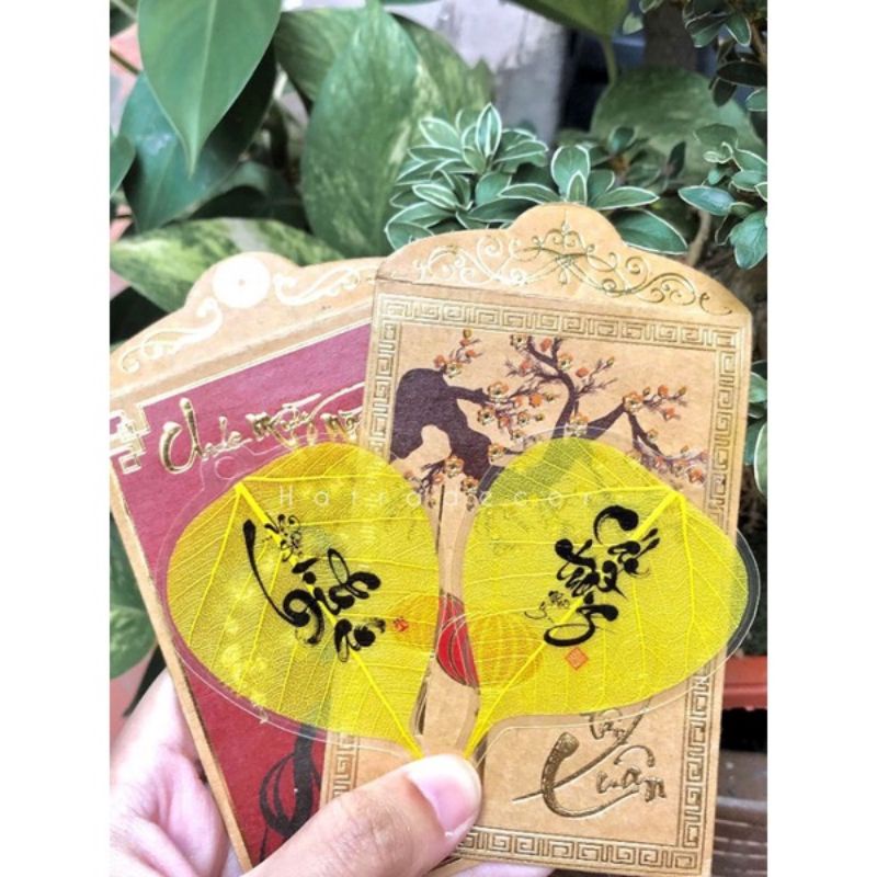 Lá Bồ Đề thư pháp chữ Cát Tường Như Ý