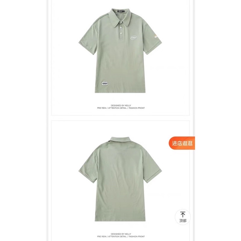 Áo polo tay ngắn  Nelly Heybig form rộng hoạ tiết thêu cho nam và nữ Crhsup 39