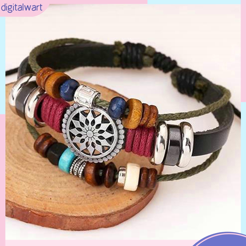 Vòng Tay Da Nhiều Lớp Xâu Hạt Phong Cách Boho