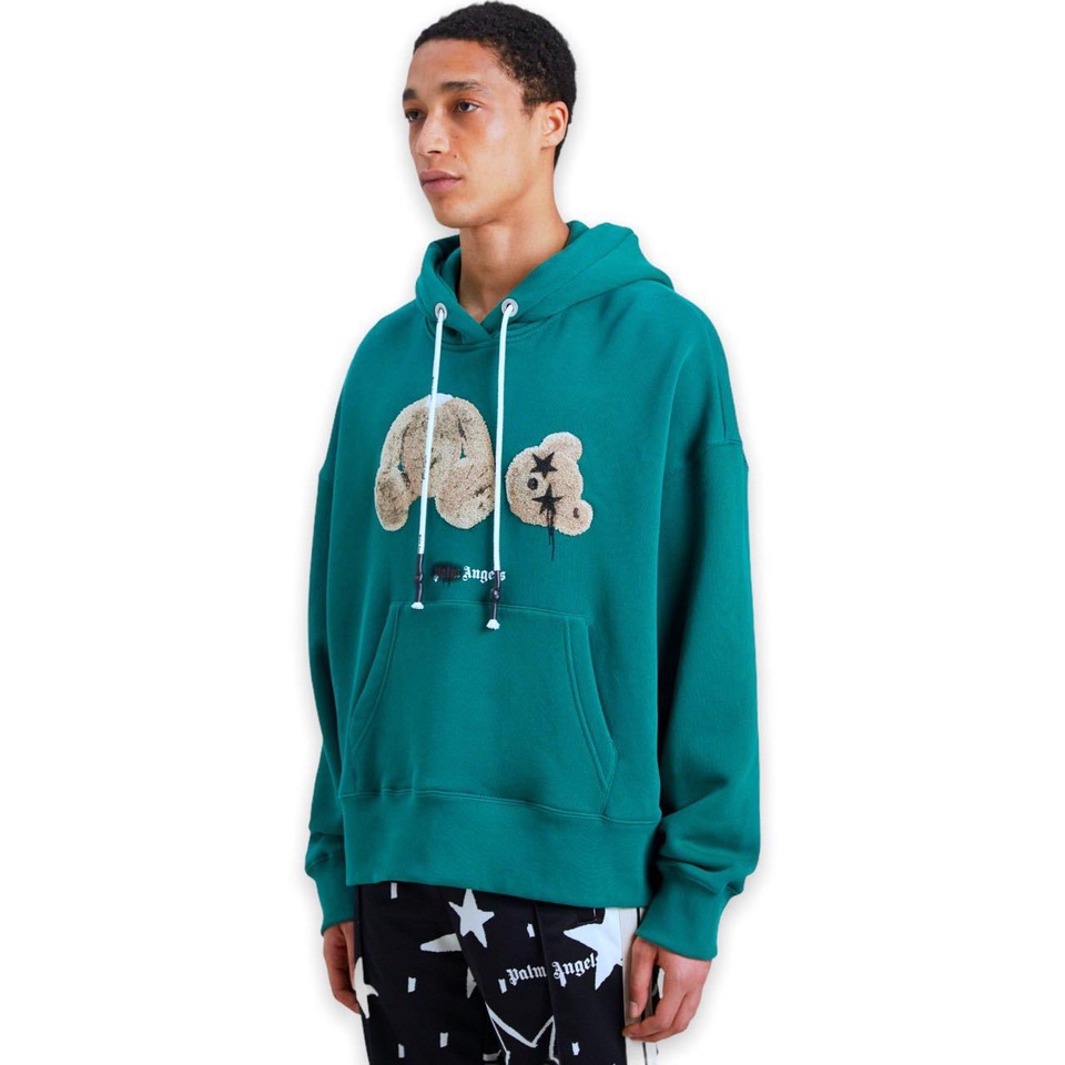 Áo hoodie Palm Angels PA Teddy Bear SS21 bản cao cấp, Áo khoác nỉ da cá PA unisex form rộng thêu hình họa tiết con gấu
