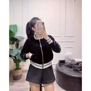 Áo Bomber nhung 2 lớp