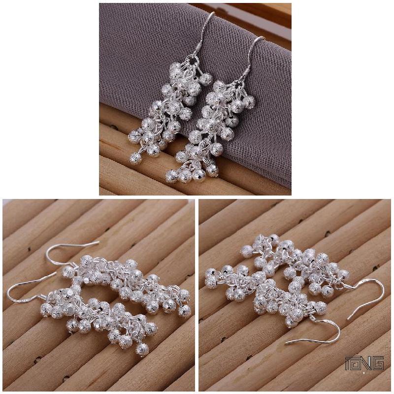 (MớI) Bông Tai Mạ BạC 925 HìNh ChùM Nho Xinh XắN