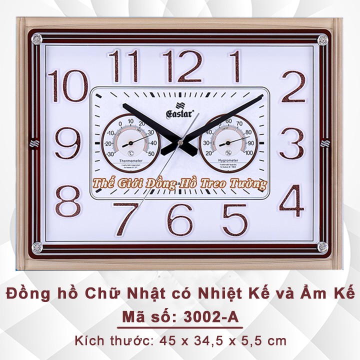 Đồng hồ Chữ nhật có Đồng hồ Đo Nhiệt Độ - Độ Ẩm Cơ Không cần Pin