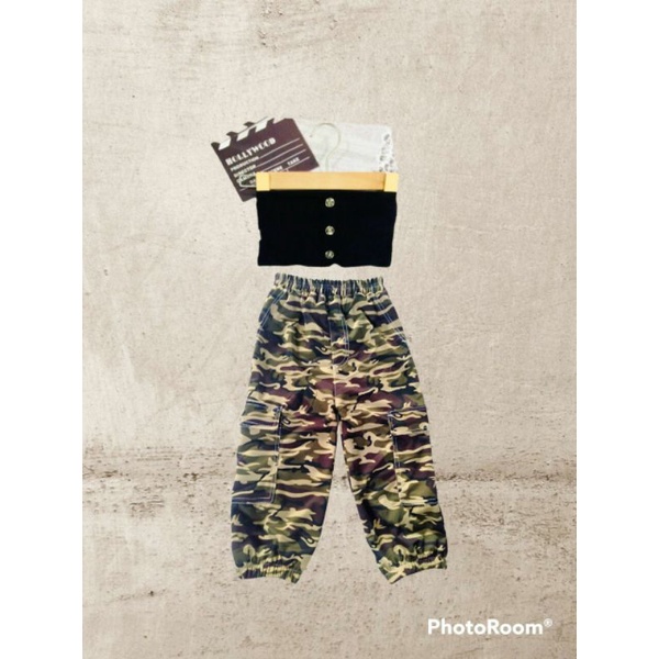 Bộ bé gái - Sét quần túi hộp áo ống thun Cotton mềm giãn size 7 - 21ky