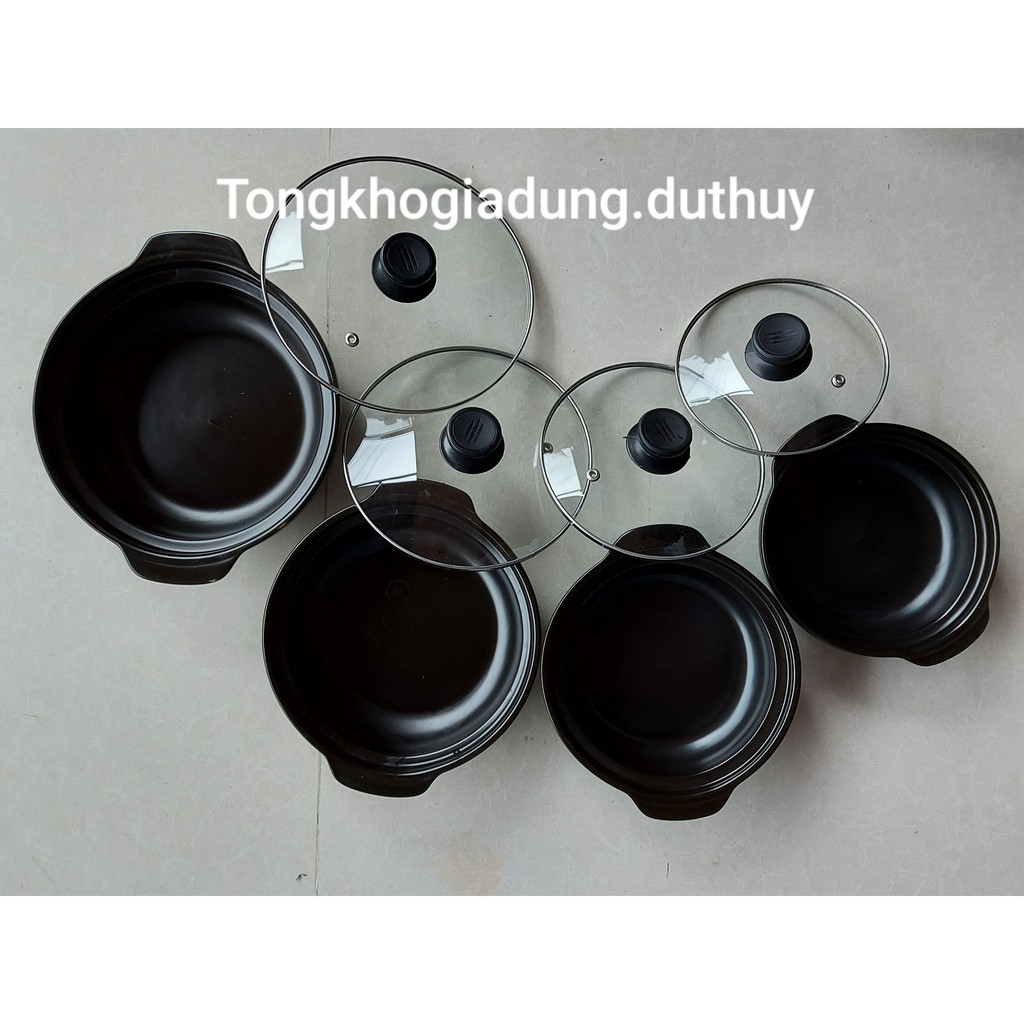 Nồi nấu mì cay Hàn Quốc đỉnh 6&quot; chất đất nung cao cấp tráng men chống dính dày dặn, bền bỉ chịu nhiệt cao tiện dụng