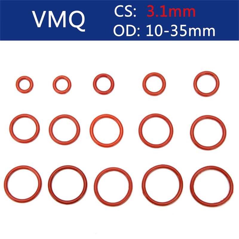 Set 50 Vòng Đệm Cao Su silicone Hình Chữ o Kích Thước 10mm-35mm cs 3.1mm
