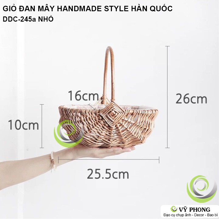 GIỎ XÁCH ĐAN MÂY TÚI XÁCH HANDMADE TỰ NHIÊN PHONG CÁCH HÀN QUỐC ĐI PICNIC ĐẠO CỤ CHỤP ẢNH SẢN PHẨM INS DDC-245