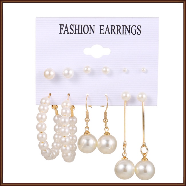 Bộ 6 Đôi Bông Tai Ngọc Trai Thời Trang Cho Nữ