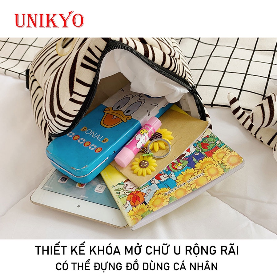 Balo cho bé trai gái mầm non hoạt hình, ba lô trẻ em mẫu giáo động vật chất nhung mịn ngộ nghĩnh dễ thương Unikyo UN57