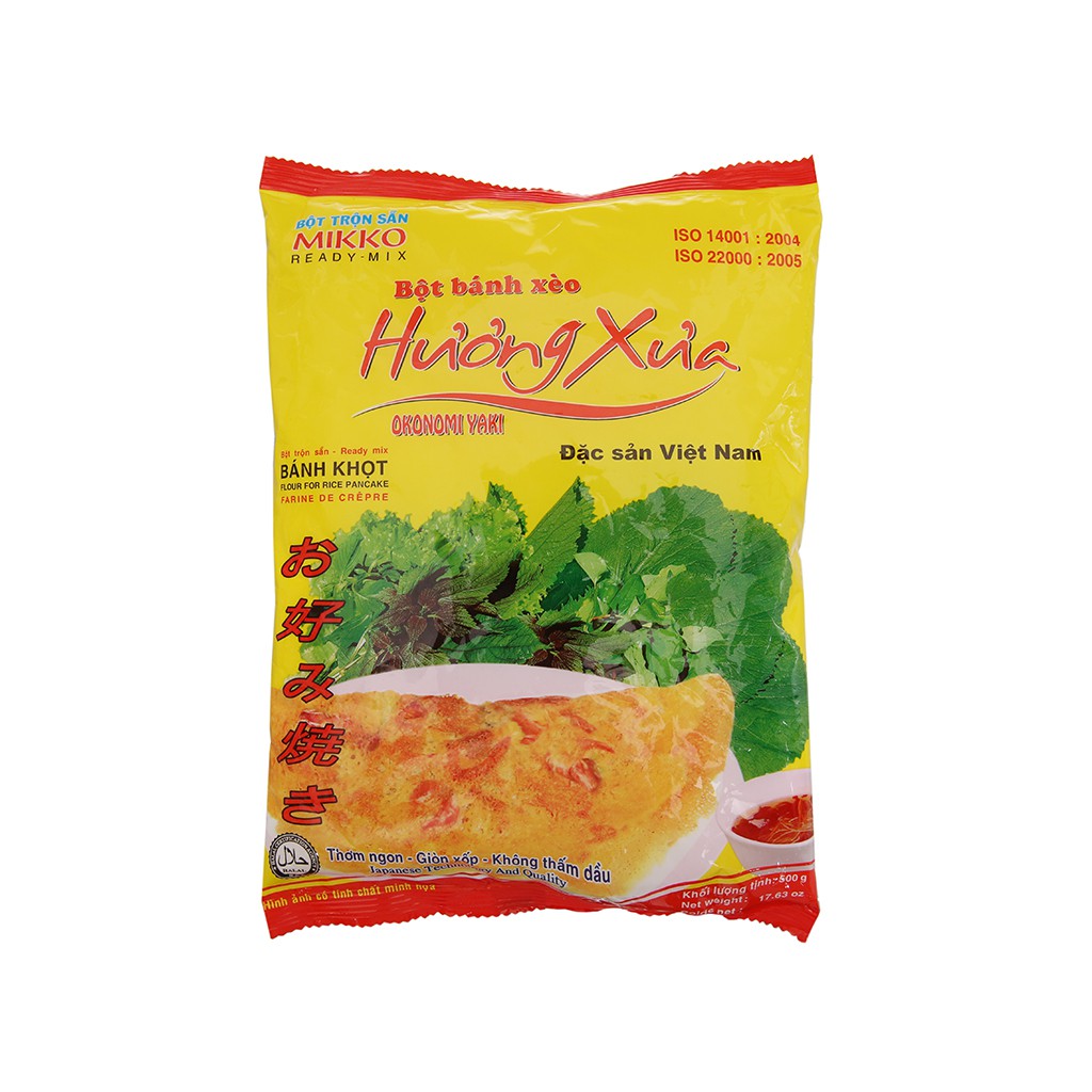 Bột trộn sẵn MIKKO, bột bánh xèo, bánh khọt Hương Xưa 500g