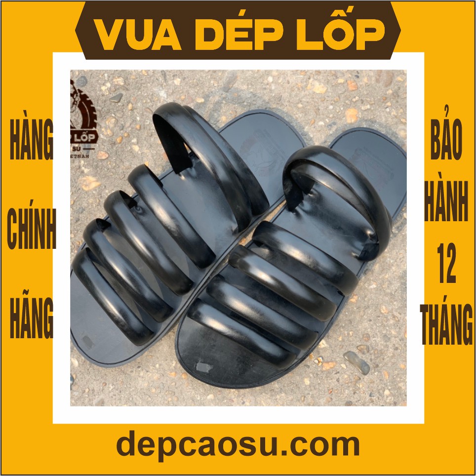 Dép 6 quai ngang quai thủ công từ lốp ô tô, thương hiệu Vua Dép Lốp Phạm Quang Xuân, chính hãng, có bảo hành, có sẵn