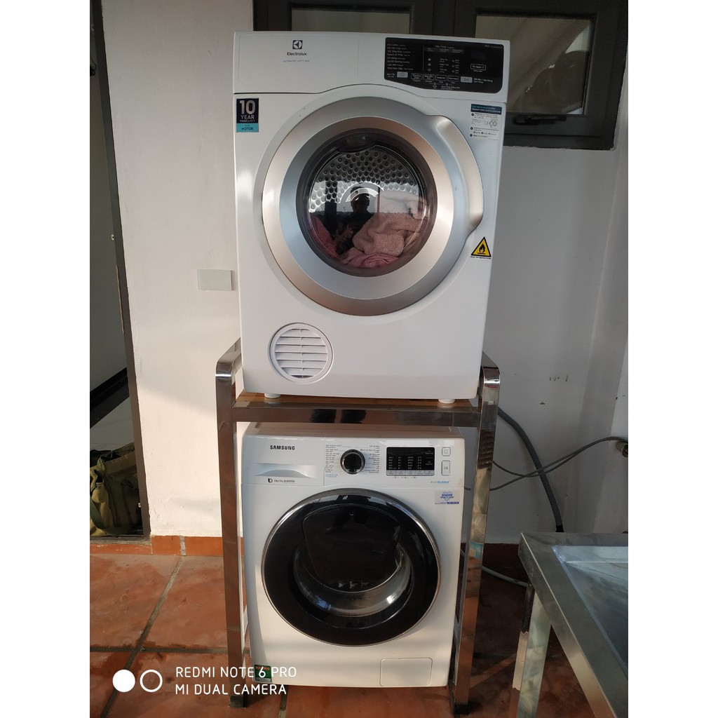 Kệ để máy giặt và máy sấy inox 304 hộp 400x400 để vừa tất cả các loại máy giặt và máy sấy.