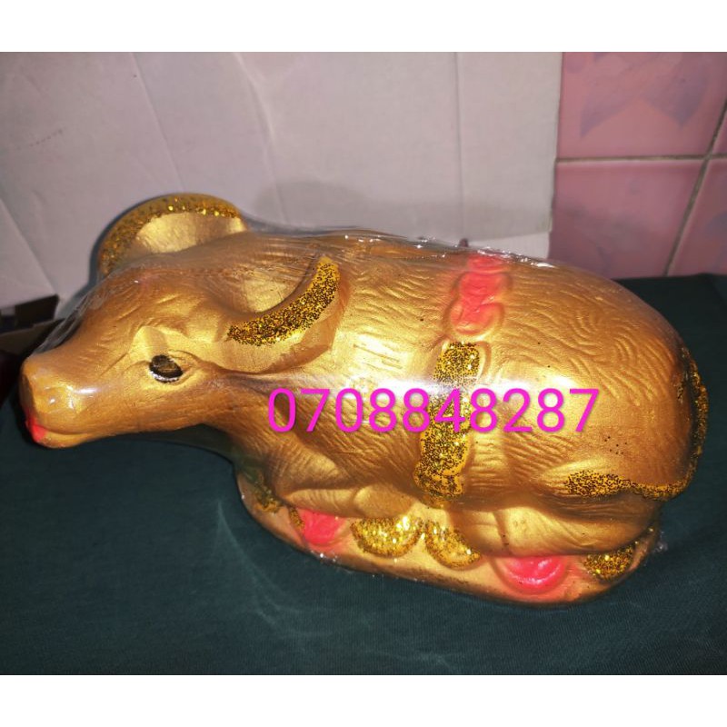 Ống heo phong thủy:🐷🐄🐖🐮Trâu vàng Size Nhỏ đựng tiền tiết kiệm – Tết Tân Sửu