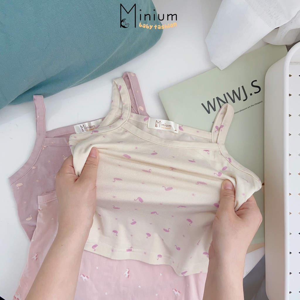 Bộ 100% cotton 2 dây mặc mùa hè cho bé gái Minium, set trẻ em mềm, mát- SB1015