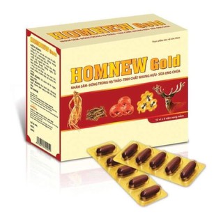 HOMNEW GOLD - Nhân Sâm, Đông Trùng Hạ Thảo, Tính Chất Nhung Hưu, Sữa Ong Chúa (Hộp 60 viên)