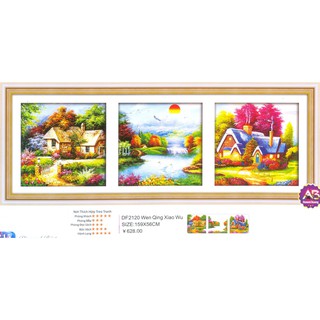 Tranh Đính Đá ABC 3D Ngôi Nhà Đầm Ấm DF2120 (KHÁCH TỰ ĐÍNH) KT:159X56CM