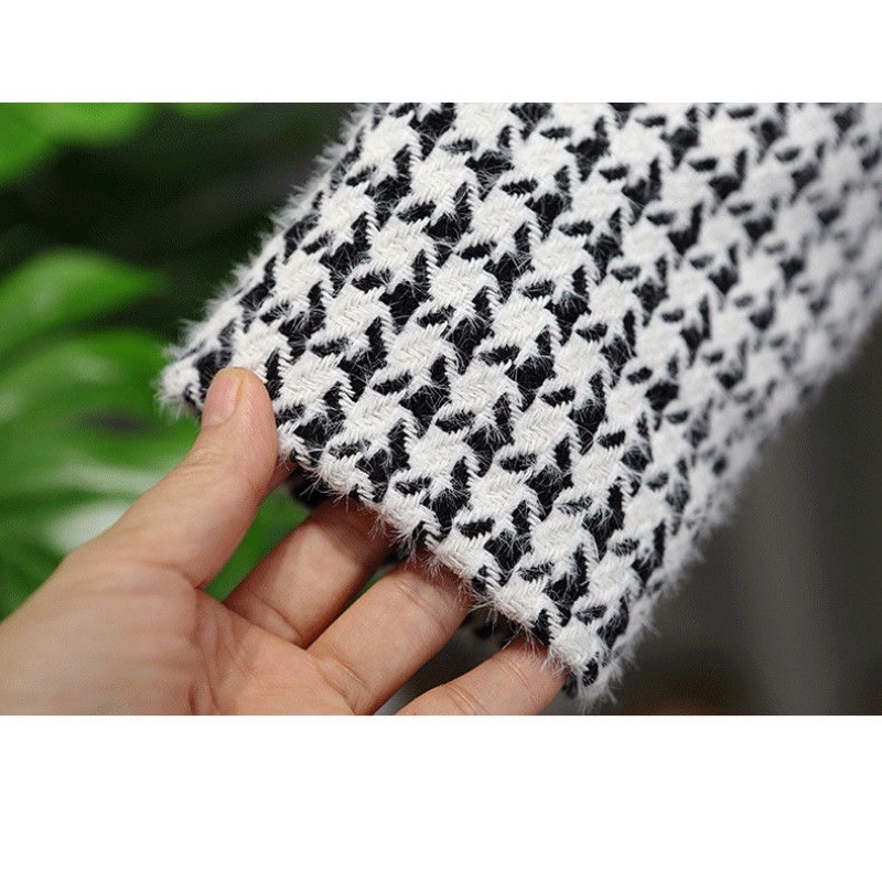 Áo khoác dạ tweed cho bé gái, phối nơ eo cổ ren bèo điệu đà
