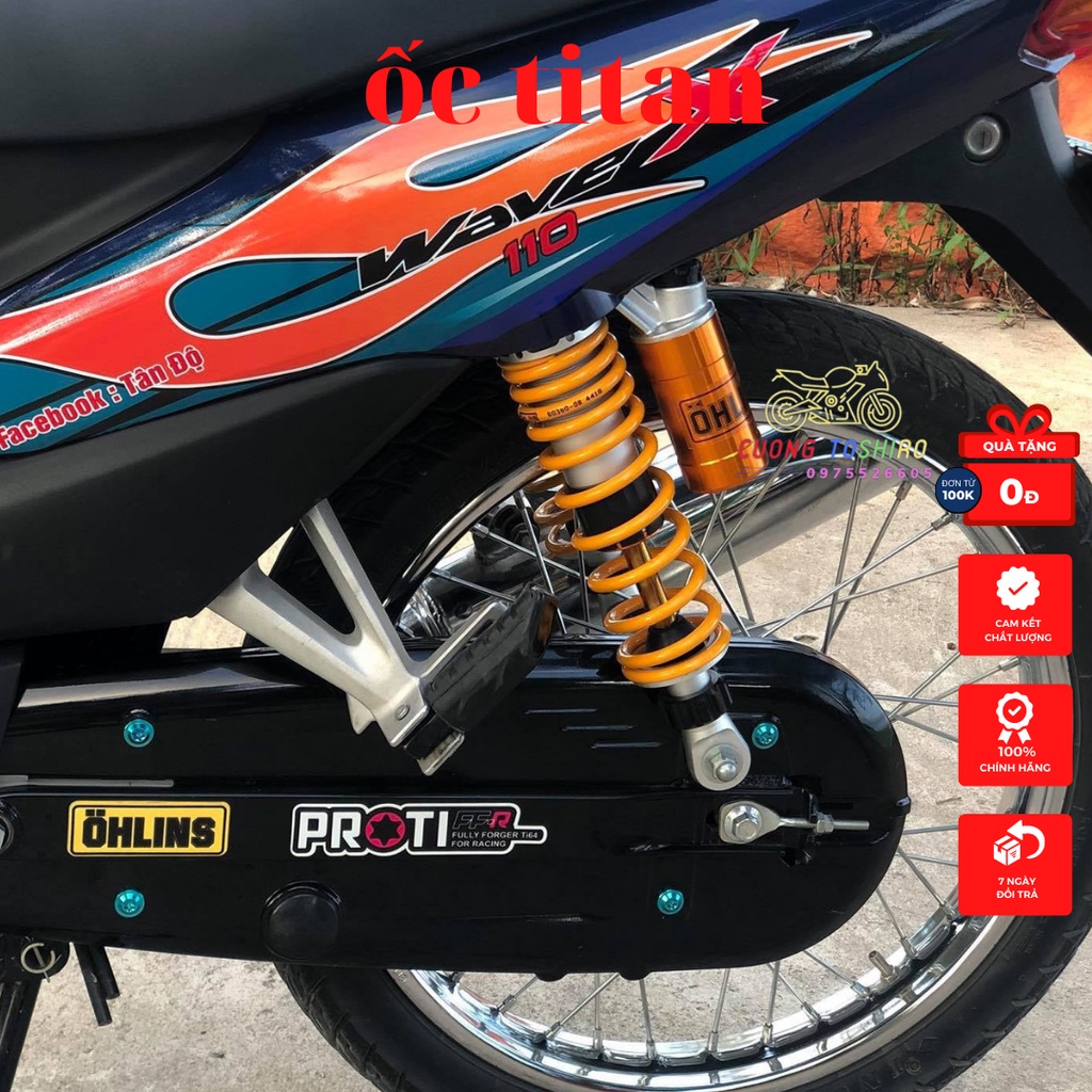 Ốc titan gắn hộp xích xe wave a, rs,s, rsx sirius hàng chính hãng cực đẹp không phai màu