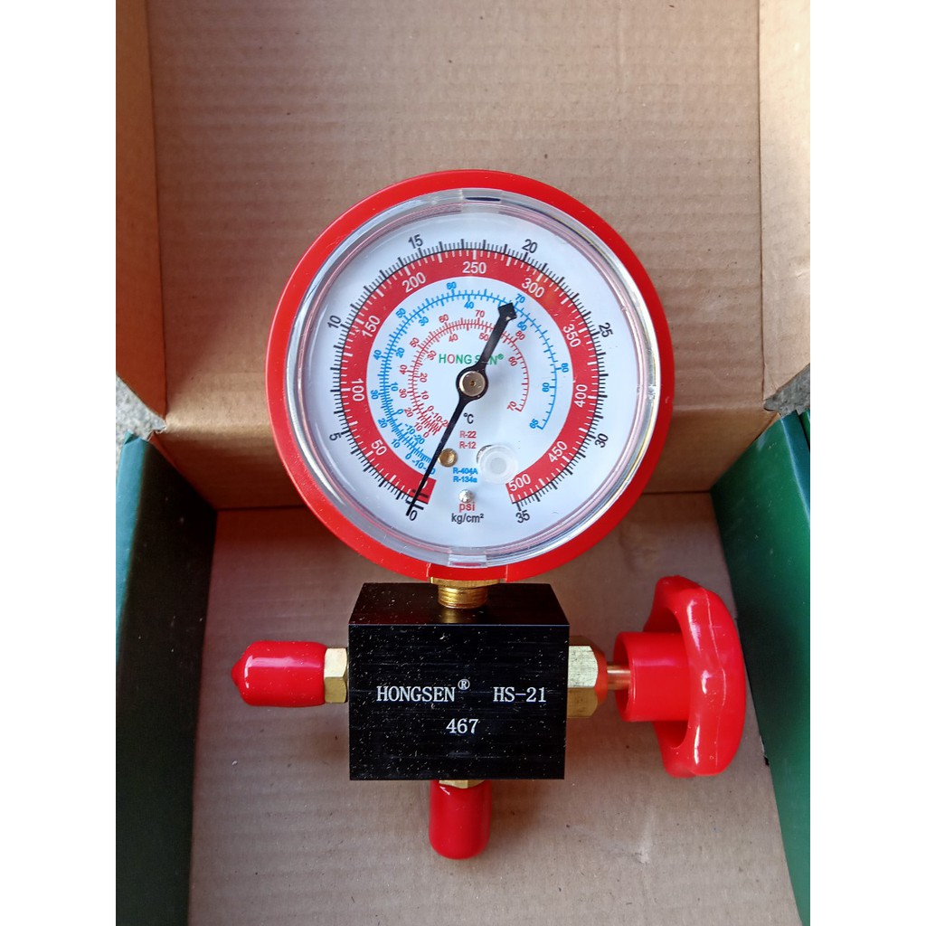 Đồng hồ đơn nạp gas áp cao áp thấp HS-467 (giá siêu mềm) đồng hồ đơnnạp gas máy lạnh Hongsen