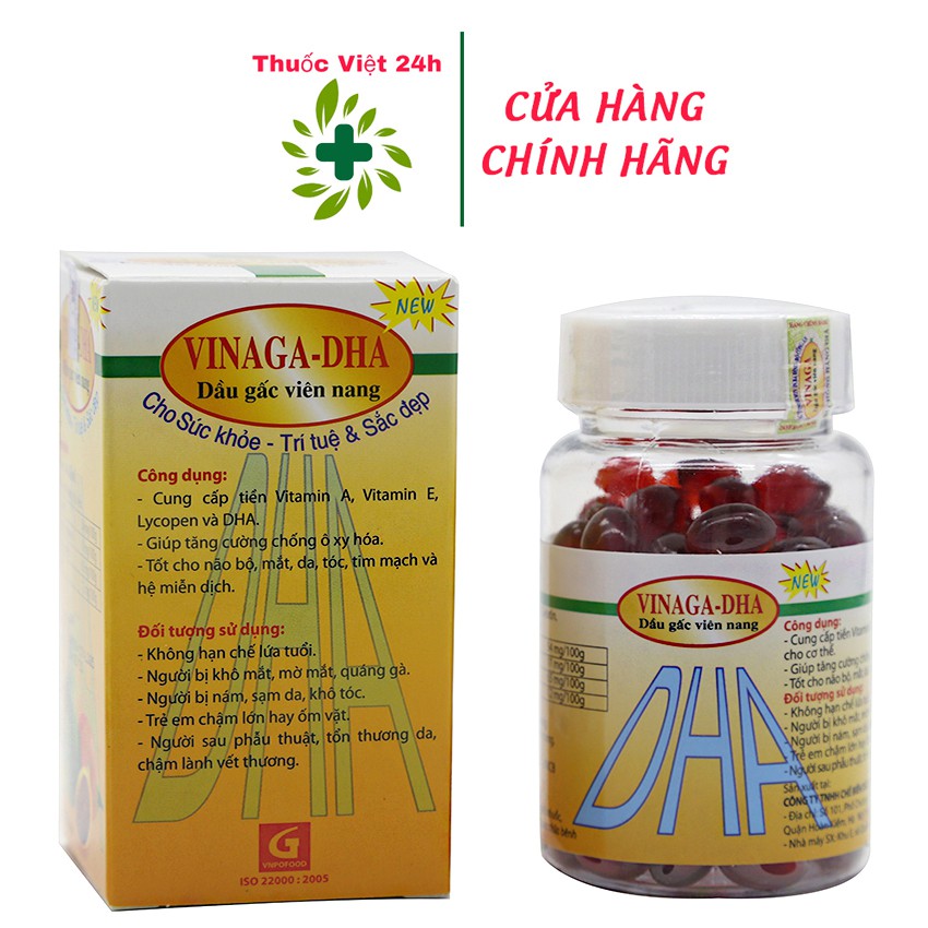 Viên uống Dầu Gấc Vinaga-DHA 100 viên - Vinaga DHA bổ mắt, đẹp da - thuocviet24h