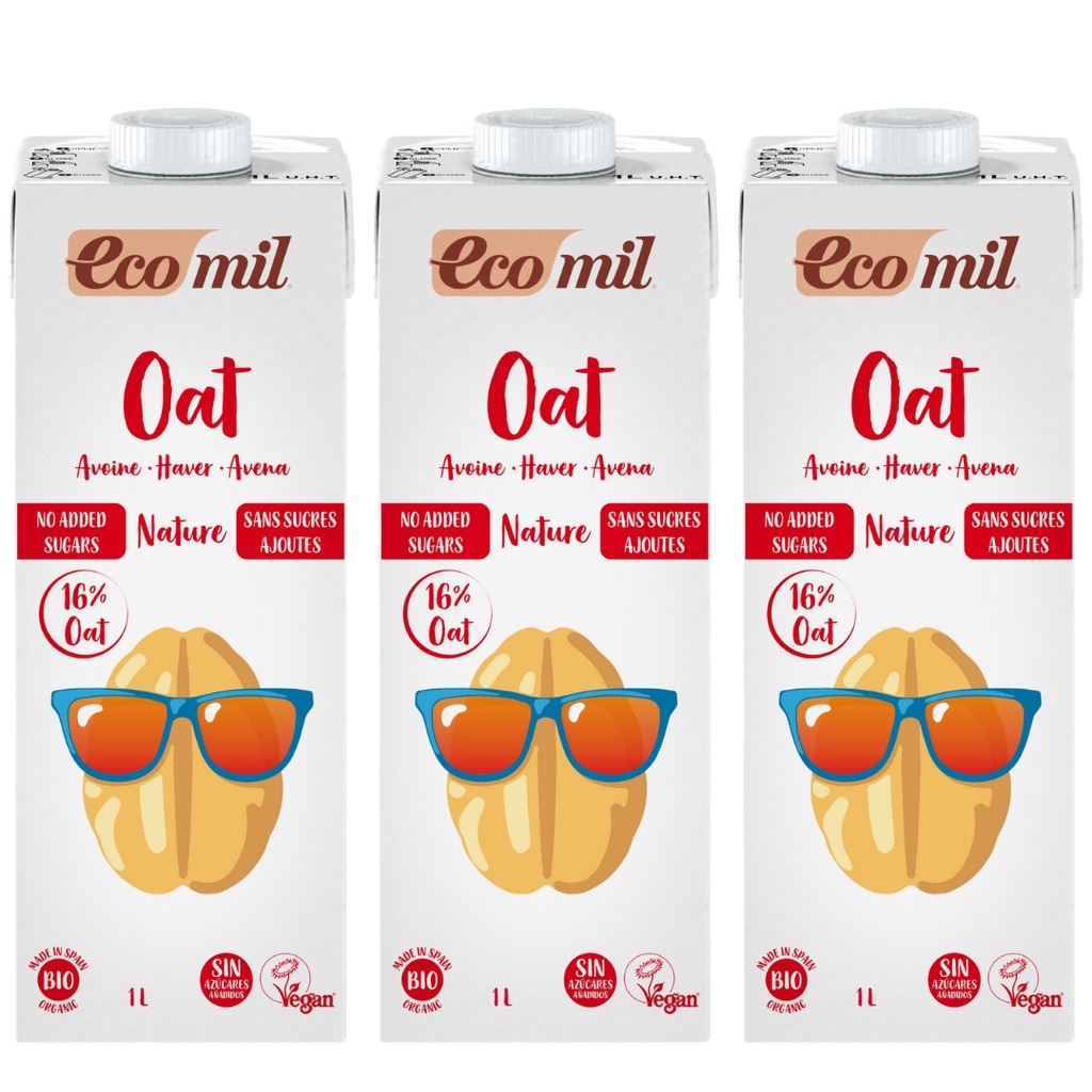 [Lốc 3 Hộp] Sữa Yến Mạch Không Thêm Đường Hữu Cơ Ecomil (1L) - Organic Oat Milk No Added Sugars (1L)